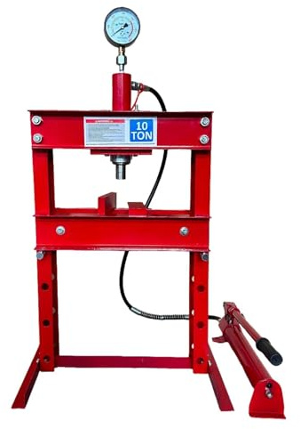 Hydraulic Shop Press Heavy Duty Workshop Press With Pressure Gauge Hand Pump, Heaight Adjestable (10 Ton)