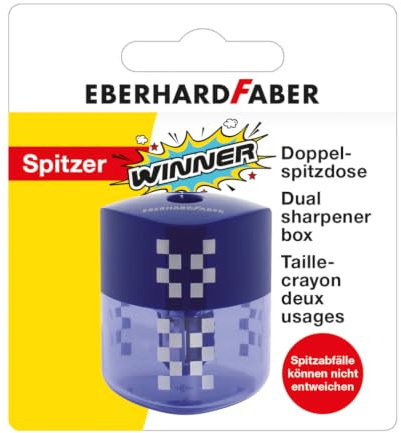 Eberhard Faber 585196 - Doppelspitzdose Winner auf Blisterkarte, blau, 1 Stück