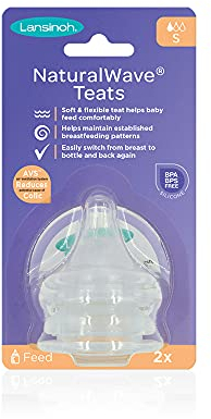 Lansinoh NaturalWave Baby Bottle Teats - Anti-Colic Air Vent - BPA & BPS-Free - Clinically Proven to Reduce Nipple Confusion - Compatible with Lansinoh Bottles (2 Pack, Slow Flow)