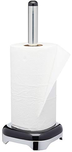 KitchenCraft Lovello Retro Metal Kitchen Roll Holder, 35 cm (14) - Silver/Black