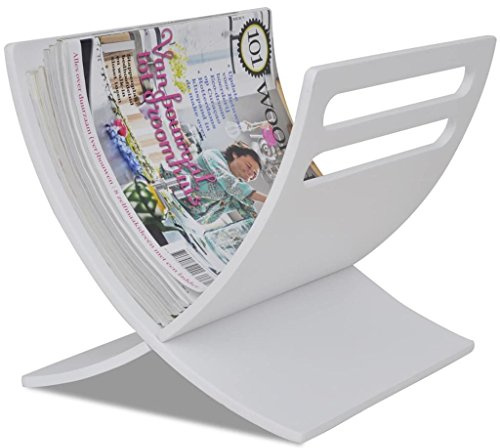 Portariviste da Pavimento in Legno Bianco, supporto per riviste e giornali, 29,5 x 29,5 x 26,5 cm e 45,5 x 30 x 22,5 cm, compensato di pioppo, portariviste elegante per soggiorno bagno ufficio