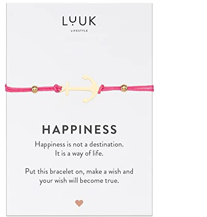 LUUK LIFESTYLE Pulsera de filigrana con colgante de ancla, accesorio de moda, estilo atemporal y sobrio, idea de regalo para mujer, niña, símbolo de suerte y amistad, mejores amigas para siempre, oro
