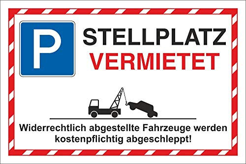 WERBEPUNKT. Schild Parkverbot Halteverbot Parkplatz Stellplatz vermietet 3 mm Alu-Verbund - 300 x 200 mm