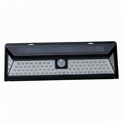 WERKA PRO Applique Solaire à LED Batterie Lithium 3.7V 2400 mah 3.7V Noir | Sécurisé, usage extérieur, détecteur de mouvement, 90 LED, 260 lumens, angle d'éclairage 270°, résistante aux intempéries