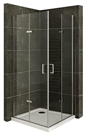 Mampara de Ducha Matilde | 70x120x180cm | REVERSIBLE | Puerta plegable | Ajuste 68,9-70,4 x 118,9-120,4cm | Perfiles Cromados, Cristal transparente de 6 mm - Moments of Glass