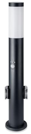 Stehleuchte Standleuchte Außenlampe Bewegungsmelder schwarz Steckdosen H 60 cm