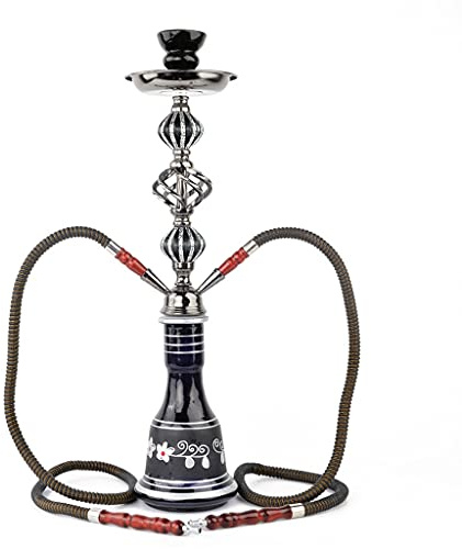 chicha 21 Pouces 2 Tuyau Arabe Narguilé Shisha Ensemble Complet Placage Métallisé Kit de Narguilé par 2 Personnes Peut Fumer - Vase D'art