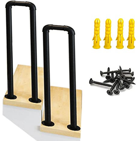 RDJSHOP Pasamanos de Escalera Negros en Forma de U, Pasamanos de Tubería de Agua Industrial de Hierro Forjado, 1 o 2 Pasos Interior y Exterior Barra de Apoyo de Seguridad para Ancianos,#A-75cm/2.5ft