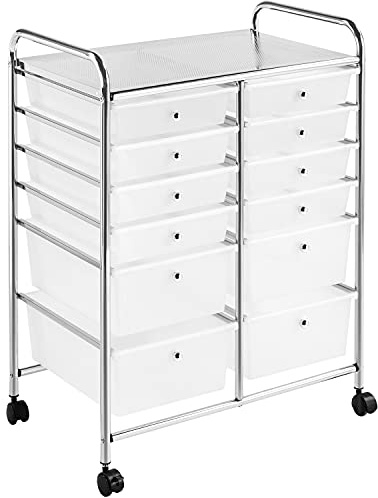 Yaheetech Chariot de Rangement Desserte à Roulettes 63 x 38.5 x 82cm Blanc