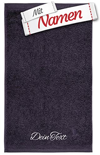 möve Superwuschel Gästetuch mit Namen Bestickt, 30x50 cm Dark Grey Dunkelgrau Baumwolle, Bad Frottee Handtuch für Gäste WC personalisiert, Gästehandtuch besticken Lassen