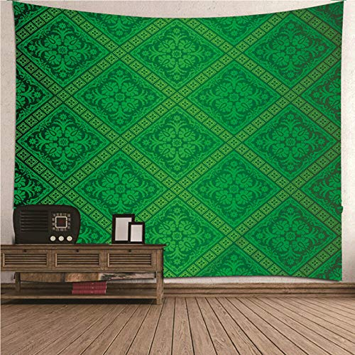 Banemi Vorzimmer Teppich, Uotdoor Teppich Grün Kariertes Muster Polyester Wandbehänge Home Tischdecke Dekorationen für Wohnzimmer 150x130CM