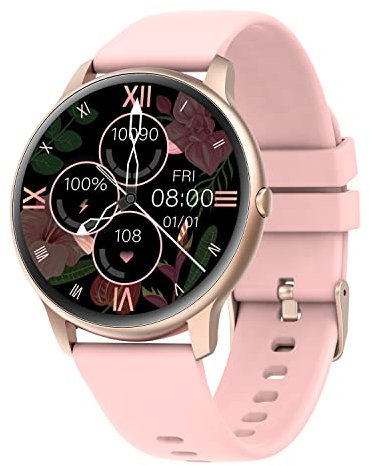 ASIAMENG Smartwatch Mujer, Reloj Inteligente Mujer Hombre Impermeable 68 con Pulsómetro, Monitor de Sueño, Caloría Podómetro Cronómetro Pulsera Actividad Inteligente para Android iOS (Rosado)