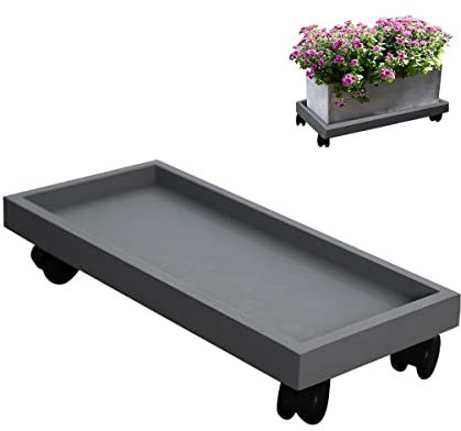 TXTC Carrello per Piante di Rotolamento Rettangolare Carrellino con Ruote,Supporto per Vasi di Fiori con Ruote,Vaso per Piante in Vaso con Fioriera per Pallet (Color : Grey, Size : 32x12cm)