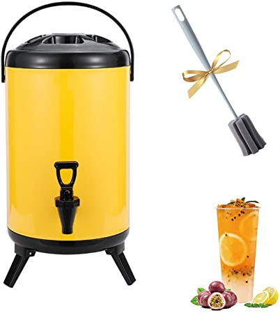 Ledpower Heißwasserspender Mit Wasserhahn, Edelstahl-Heißwassertopf-Thermostat, Wärmespeicherfass Für Milch, Tee, Bier, Kaffee, Isoliert/Yellow/10L