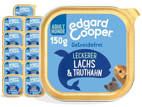 Edgard & Cooper Nassfutter für Hunde, (Lachs & Truthahn, 150g x11), Getreidefrei, natürliche Zutaten und frisches Fleisch, voller essentieller Aminosäuren