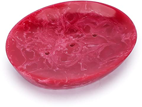 Ajuny Seifenschale aus Harz Selbstentleerend – Rutschfester Seifenhalter für Dusche Bad Spüle – Seifenablage für Seifenstücke & Schwamm Leicht zu Reinigen Rosa Seifenschalenhalter