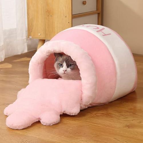 Chat lit Maison Accessoires pour Animaux Quatre Saisons Tapis en Peluche Chats Coussin Panier Miel Pot Forme Animaux Produit pour Petit Chat Chien Lapin
