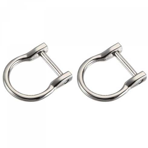 METALLIXITY Horseshoe D-Rings (23mm) 2pcs, Screw-in U-shaped Buckles Shackle - for Car Keys Keychain Bags Leather Crafts, Silver Tone