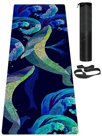 LaiEr Yogamatte, rutschfeste, Trainingsmatte mit Tragegurt, dicke Übungs- und Trainingsmatte für Yoga, Pilates und Fitness (183 cm x 61 cm x 6 mm)