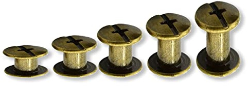 100 Sets Chicago Schrauben, 5 Größen Kreuzkopf Binding Schrauben Kit, Metallnagel Niet Chicago Knopf Beiträge Nagel Rivet Schrauben Schraubennieten für DIY Ledergürtel Buchbinderei Gürteldekoration