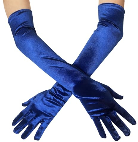 Super lange Oper Samt Party Handschuhe 1920er Jahre Ellenbogen Flapper Abend Bankett Handschuhe, Blau, 53 cm, Lange