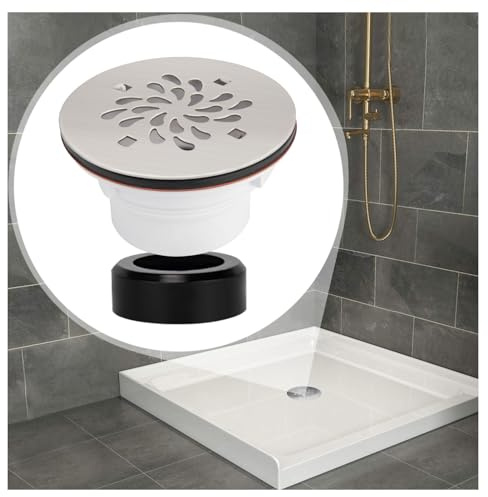 Uni-Green 4-1/4 inch Round Shower Drain - Solvent Weld 1.5 and 2 Inch Pipe - 304 Stainless Steel Shower Floor Drain Kit - Brushed Strainer for Bathroom - for Shower Base,Shower Pan,Bathroom