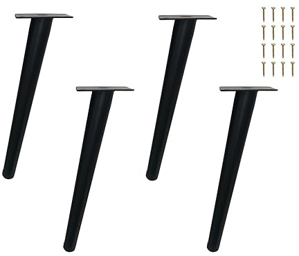iMeshbean Möbelfüße Schräge Tischbeine, 4 Stück 25cm Metall Schwarz Möbelbeine DIY Füße für Möbel, Tischfüße Möbelfuss für Schrank Sofa Couchtische Esstisch (25CM, Cooles Schwarz)