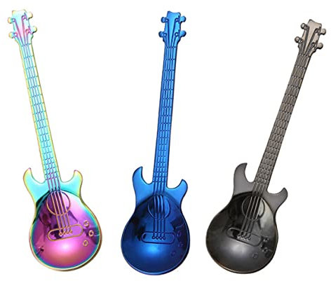 MAGICLULU 3piezas Cuchara De Guitarra Inoxidable Para Café Té Espresso Postres Diseño Ergonómico Lavavajillas