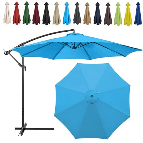 Auvent De Remplacement Pour Parasol, 2 M/2.7 M/300 CM, 6 Baleines/8 Baleines, Tissu De Rechange Pour Parasol, Toile De Rechange Pour Parasol Remplacez L'ancien Auvent Auvent De Rechange(Color:Lake blu