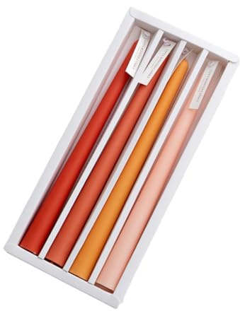 Candele europee minimaliste a stelo lungo, con colore sfumato e senza fumo, colore arancione sfumato (arancione profumato rosso)