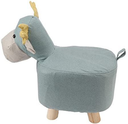 Niedliche Cartoon-Giraffe-Tier-Fußhocker Verhindern EIN Verrutschen für Kinderheim-Hocker aus Kiefernholz (Blue)