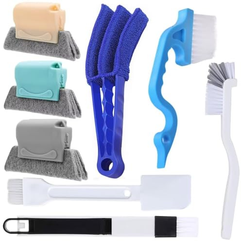 Xemnys Reinigungsbürste, Groove Gap Cleaning Tools Fugenbürste Putzbürste für Haushalt, Bad, Küche, Schiebetürschienen, Fensterrillen, Jalousien, Ecken, 8 Stück