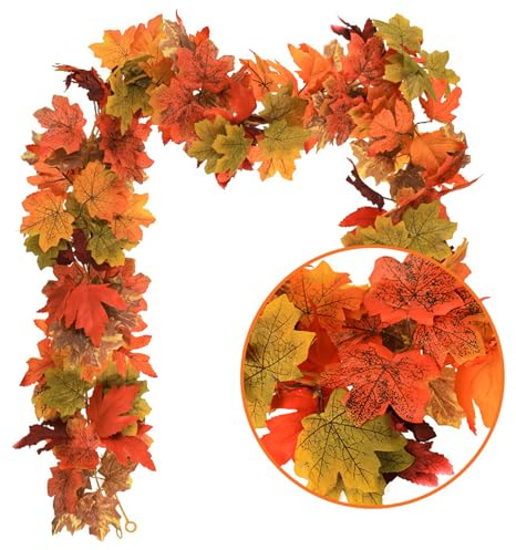 2 Stück Herbstdeko,Herbst Dekoration,Deko Girlande Halloween,Blätter Herbstblätter Ahornblatt,Ahornblätter Künstliche Hängende,Weihnachten Dekorationen,Outdoor Thanksgiving,Decor Für Herbstkranz
