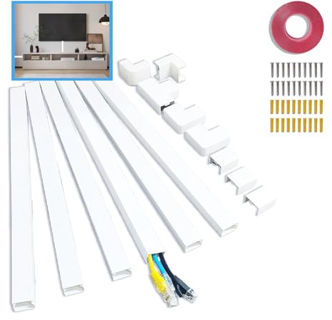 6m Cord Cover Wall Kit,Cable Trunking For Wall,Cable Management,Cache Fil,Under Desk Cable Management Tray,Wire Concealer,Cord Covers,Cord Hider,Trunking For Tv Cable