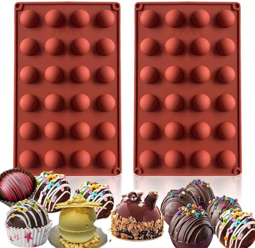 2 stampi in silicone per cioccolatini semicircolari in silicone, per cioccolatini, torte, gelatine, budini, dolci