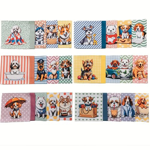 Lalikul stoffe Hund. Baumwolle Patchwork stoffepaket zum nähen. 42 verschiedene Motive. Ideal für Steppdecken, Decken und Spionage-Spiele für Kinder. Kleine Quadrate 12,7x12,7 zm.
