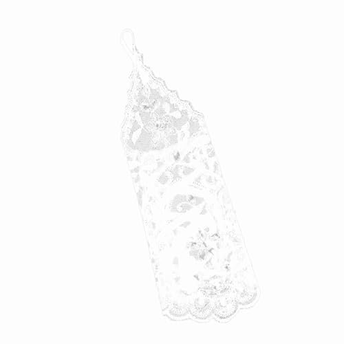 FILFEEL Fingerlose Brauthandschuhe Im Vintage-Stil aus Elfenbeinweißer Spitze mit Strasssteinen Als Hochzeitsaccessoire (WHITE)