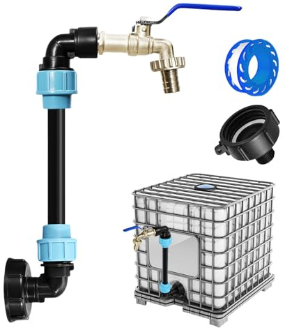 Robinet Col De Cygne IBC avec Adaptateur pour Réservoir d'Eau De Pluie - Accessoire Cuve