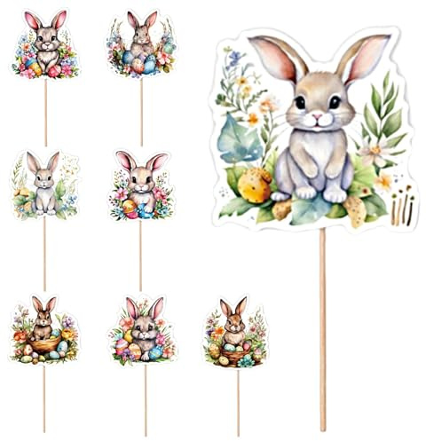 Cupcake-Topper mit -Motiv, niedliches Essen, Kaninchen, 8 Stile, bunt, Kuchendekorationen, Party, Cupcake-Topper für Babyparty, Partyzubehör
