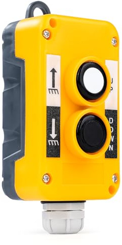 Jadeshay Crane Pendant Control Switch Hoist Lift Control Box 2NO Up/Down Push Button Switch Self-Reset Momentary IP65 Waterproof AC240V 3A for Crane, Hoist, Lift, Tailgate