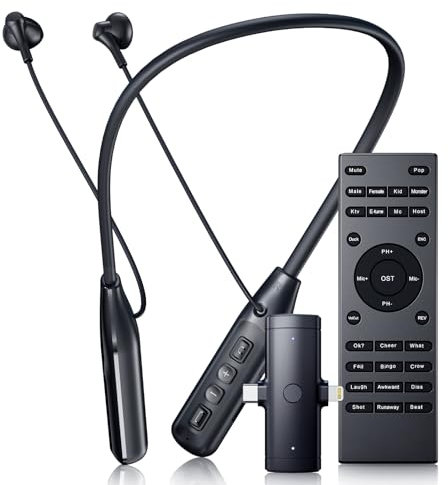 VidalKraft Wireless Neckband Microphone Headset Kit with In-Ear Monitor, Remote Audio Mixer, Bluetooth Music, Voice Changer, All-in-One for TikTok Live & Podcasting, Compatible with iPhone & Android