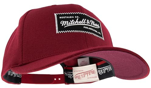 Mitchell & Ness Classic Red Upphöjd Rubber Logo Snapback Baseballkeps, Burgund, one size