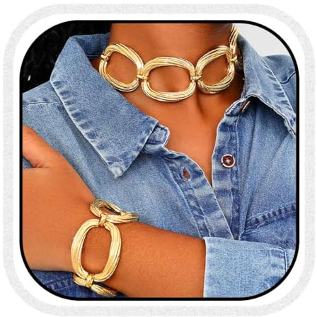 Fashband Chunky Choker Necklace Set Gold Thick Necklaces Sets Punk Cuban Chain Jewelry Accessories for Women