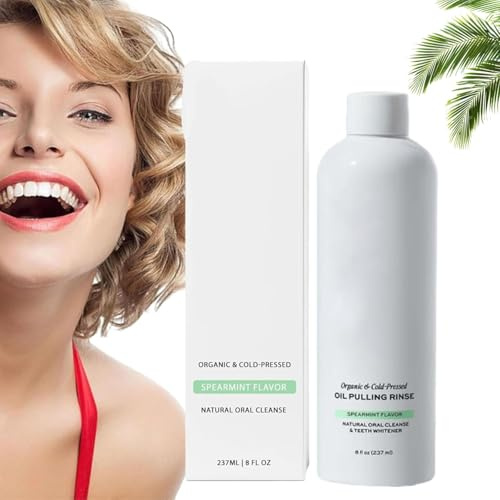 Collutorio all'olio di menta verde - Collutorio naturale all'olio di cocco spremuto a freddo biologico, alito fresco alla menta pura, igiene orale