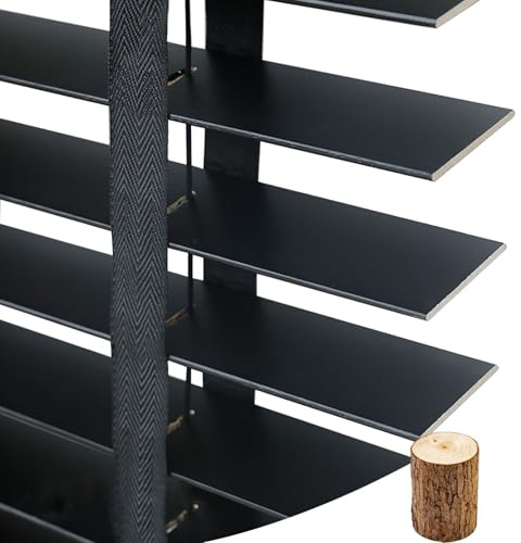 Black out Venetian Blinds for Indoor Windows, Faux Wood Mini Blinds Custom Size Wide 30cm 40cm 60cm 80cm 90cm 100cm 120cm 150cm 160cm 180cm Shutters Shade for Bedroom Bathroom Living Room(Black)