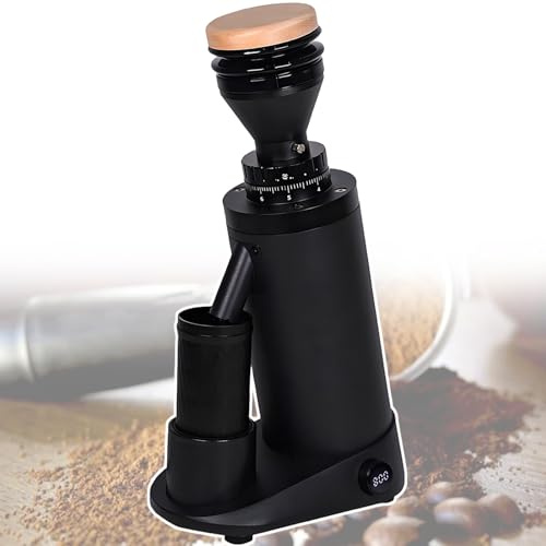 vnmudzeo Moulin à Café Professionnel à Meules Plates/Coniques, Capacité 350 G, Minuterie De 0,1 S à 19,9 S, Corps en Alliage D'Aluminium, pour Salon De Thé 63mm-Black