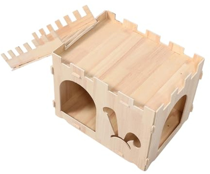SEWACC Maison de Bois pour Lapin et Petits Animaux Abri Intérieur avec Plateforme et Échelle Refuge Confortable pour Hamsters et Rongeurs