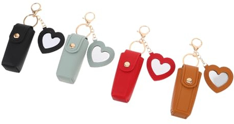 MERRYHAPY 4pezzi Custodia Protettiva per Rossetto Portatile e Leggera con Specchio e Tasca per Chiavi per Viaggi e Borse da Donna Custodia Organizer per Lucidalabbra