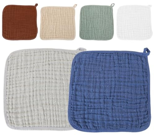 GARVALON Paños para Eructar Bebés 6 Piezas Muselina 6 Capas Algodón Puro Absorbentes Suaves Multiusos para Recién Nacidos Toallitas para Baba y Sudor Colores Surtidos