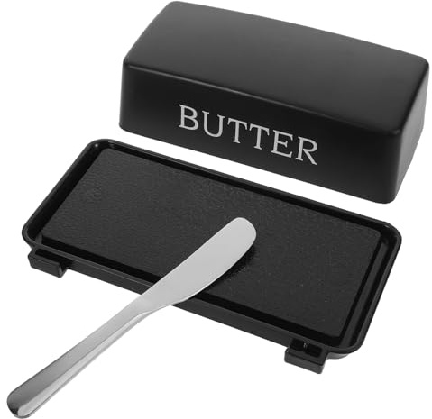 POPETPOP Beurrier Couvert en Plastique Noir avec Couteau, Boîte Hermétique à Beurre Cuisine et Réfrigérateur, Grosse Capacité de Rangement Pratique